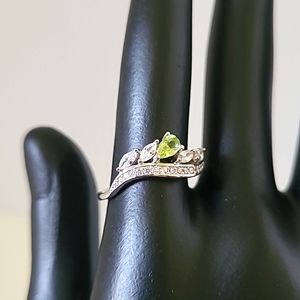 Natural Green Peridot  .925 Sterling Silver Ring Size 6